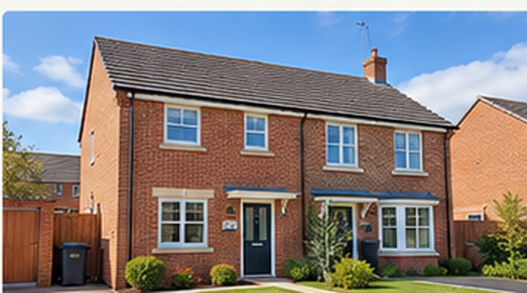 Illustration of a modern three-bedroom semi-detached home on a UK housing estate