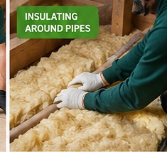 Illustration of worker fitting insulation around pipework